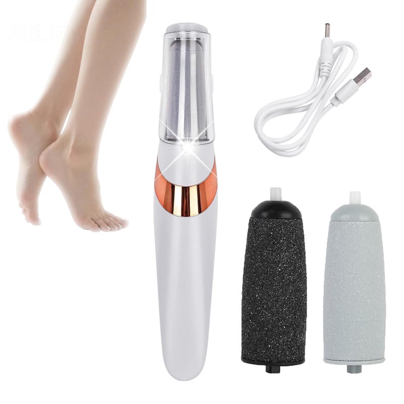 Electric Foot File with 2 Rollers, Electric Callus Removers for Feet, Rechargeable Electric Foot Callus Remover Pedicure Kits, Removes Dry Skin for Smoother Feet, Foot Care for Dead Skin ï¼ˆWhiteï¼‰
